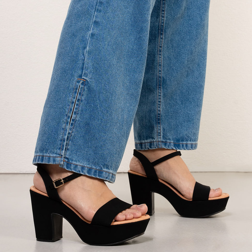 Sandália Feminina Meia Pata Salto Grosso Bebece Preta Oscar