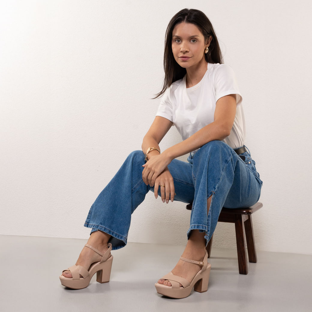 Sandália Bebecê Meia Pata Salto Grosso Baixo Bebecê Salto Médio