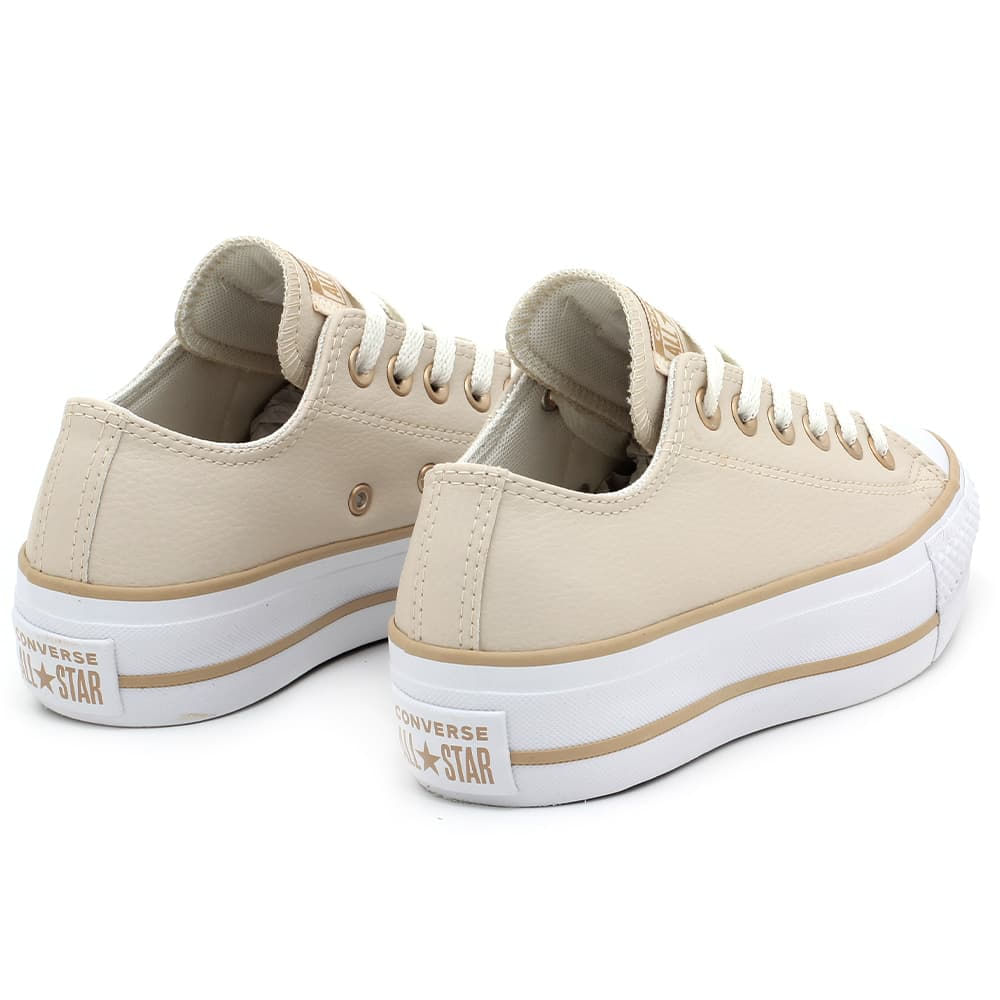 Tênis Converse Chuck Taylor Lift Plataforma Feminino bege, imagem para seção de ajuste e conforto.