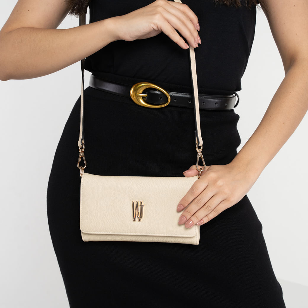 Bolsa Transversal WJ Carteira Feminina Bege