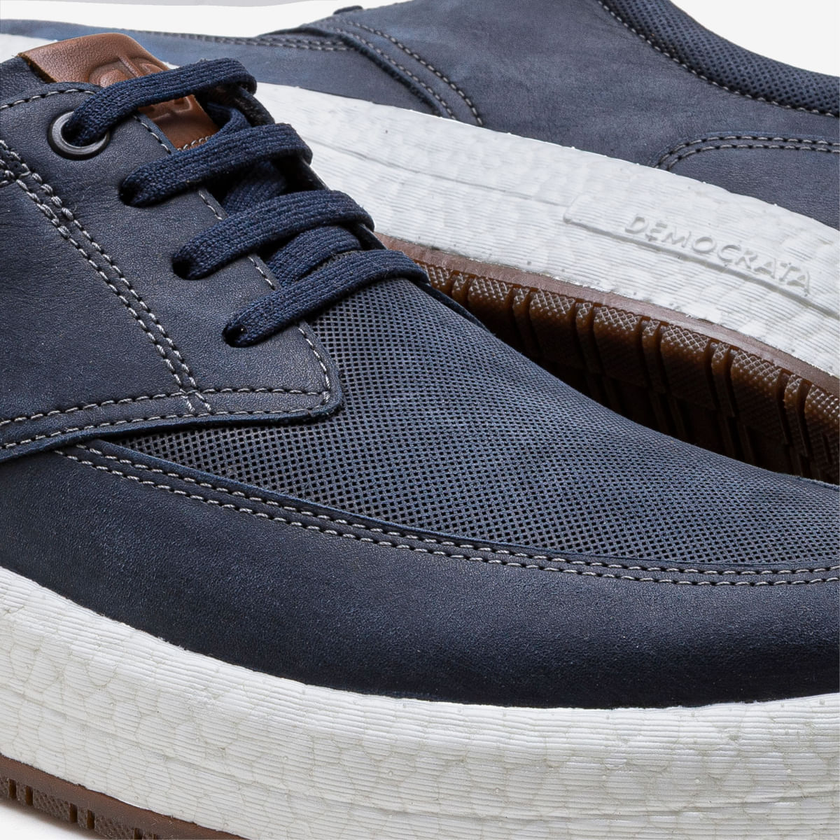 Sapato Democrata Drake Pulse Masculino Marinho vista lateral para ajuste e conforto