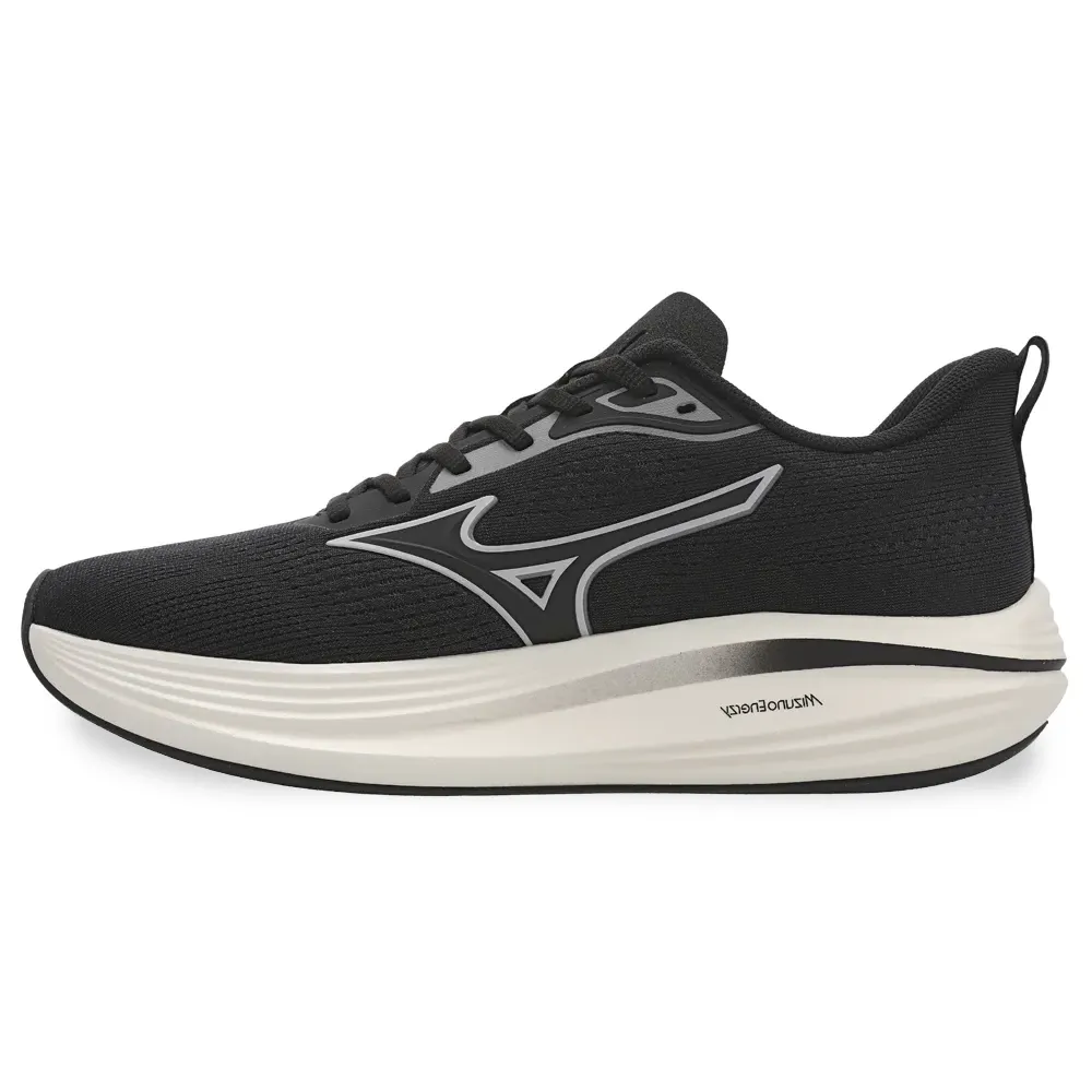 Tênis Mizuno Neo Pryzma preto com destaque para o amortecimento