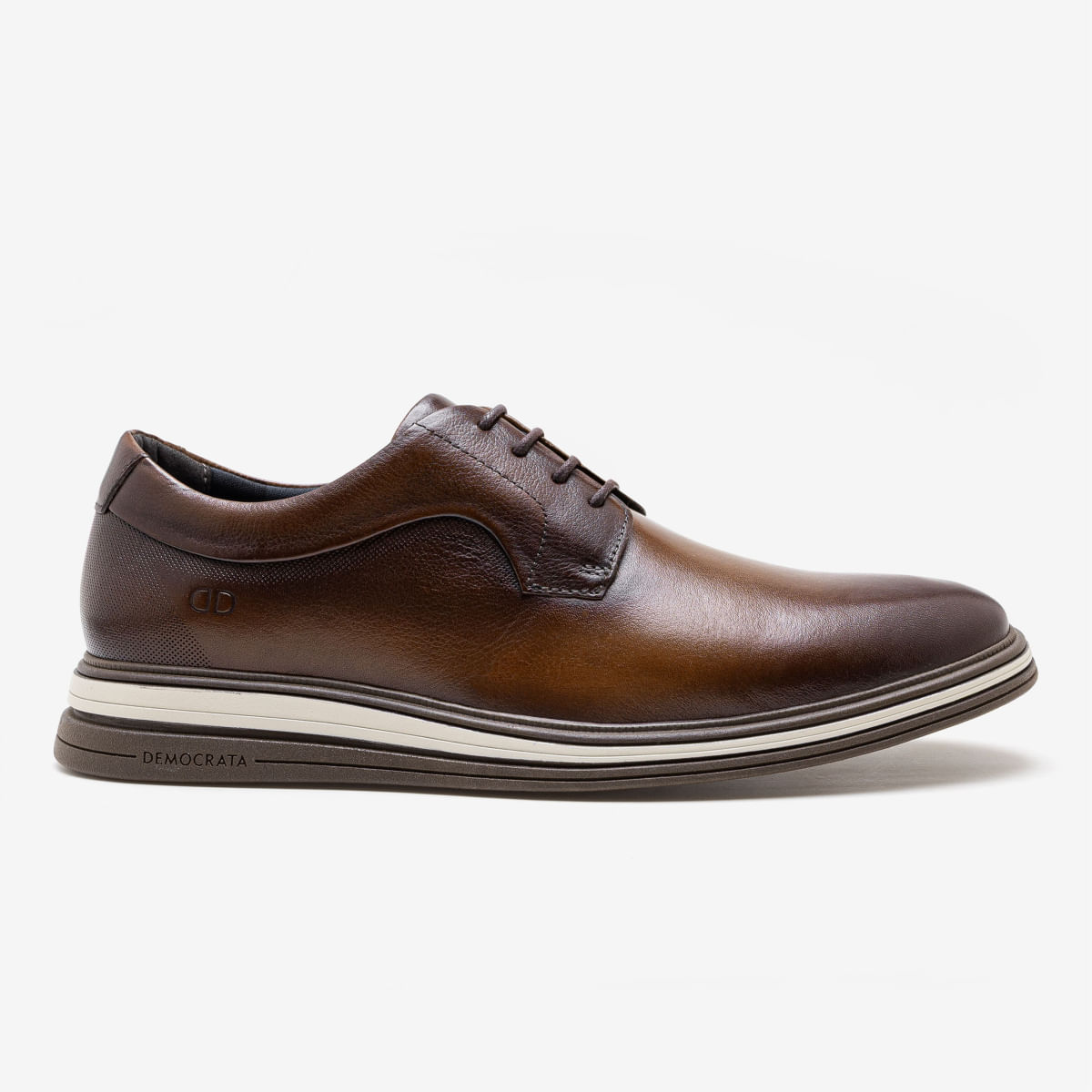 Sapato Democrata Comfort Masculino Marrom Couro