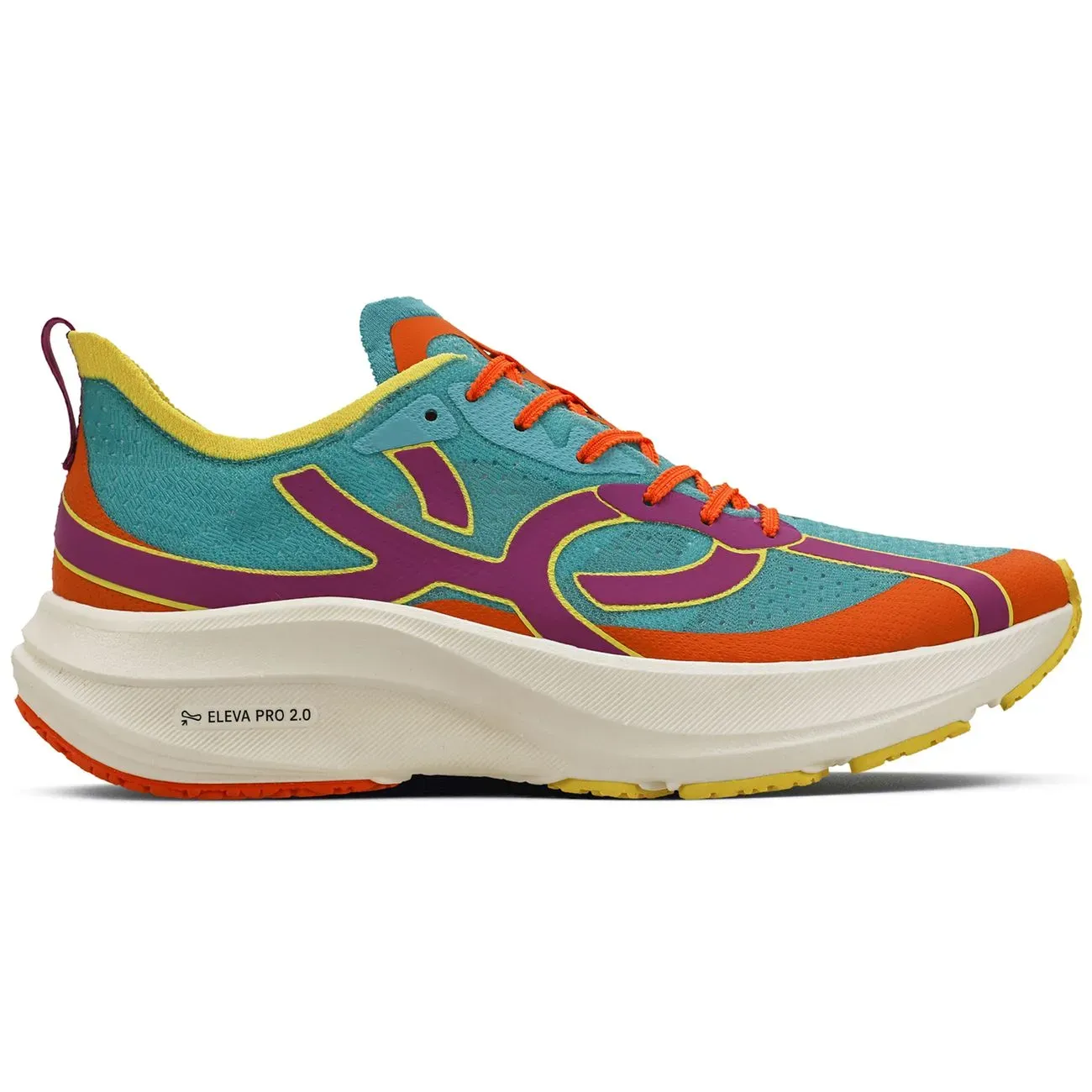 Tênis Olympikus Corre 4 Feminino Azul Multicolor em ângulo frontal mostrando o design e fechamento com cadarço