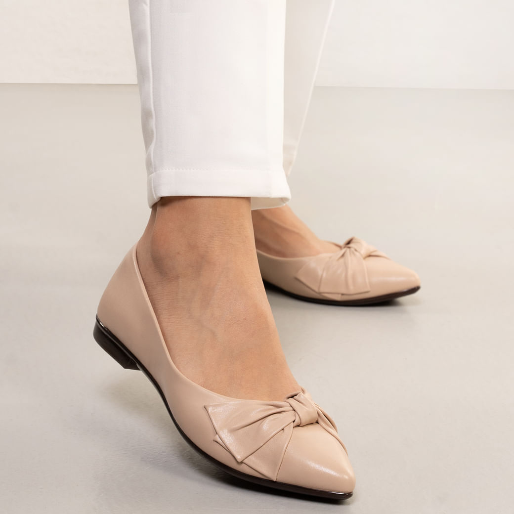 Sapatilhas Femininas Moda Atual Sapatilha Feminina Laço Bico Fino