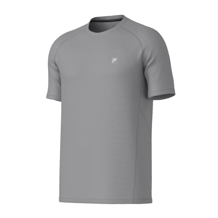 Camiseta masculina FILA cinza médio com gola redonda e manga curta para treino