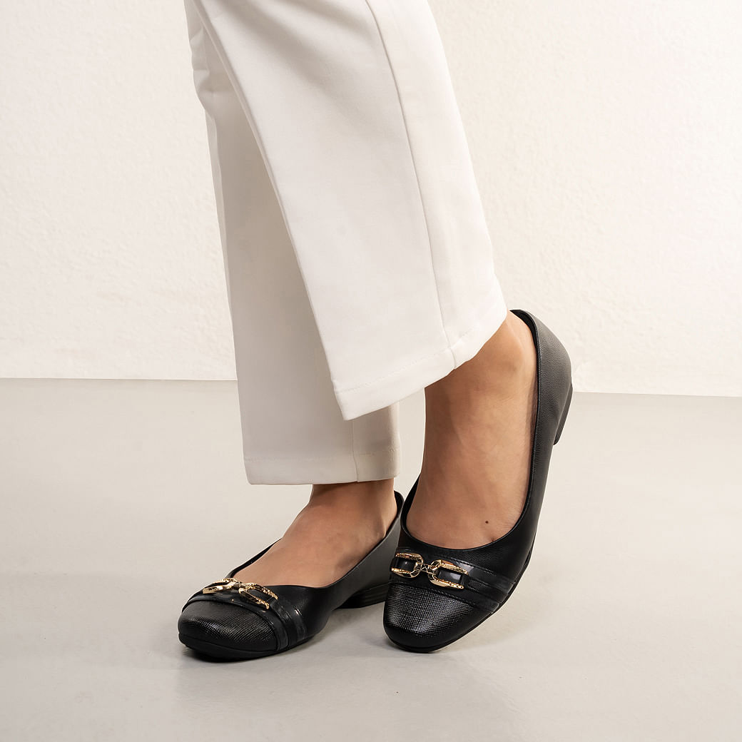 Sapatilha Bico Fino Piccadilly Feminina Preto Oscar