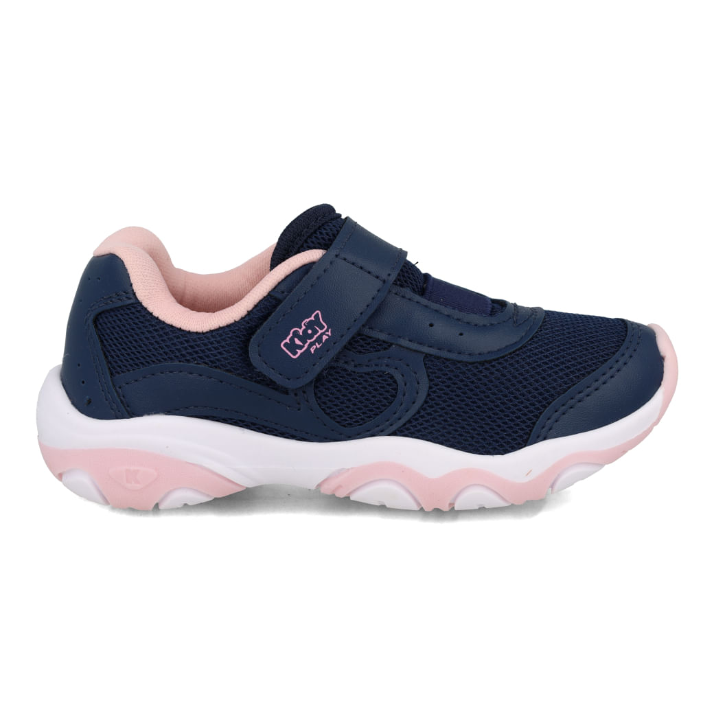 Tênis infantil feminino Kidy modelo 007-1829-0002 na cor marinho com fechamento em velcro e solado emborrachado
