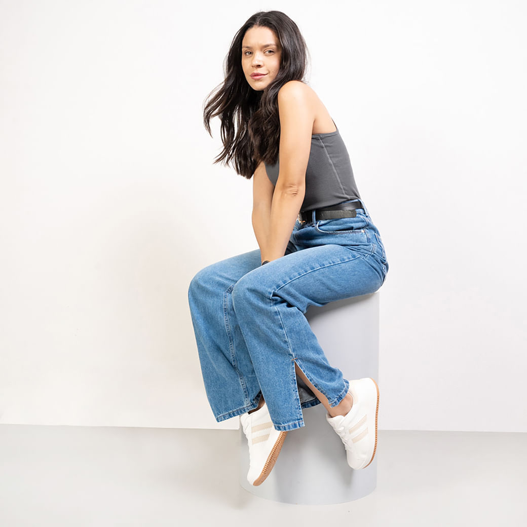 Tênis Casual Feminino Quiz Branco vista superior para ajuste e uso