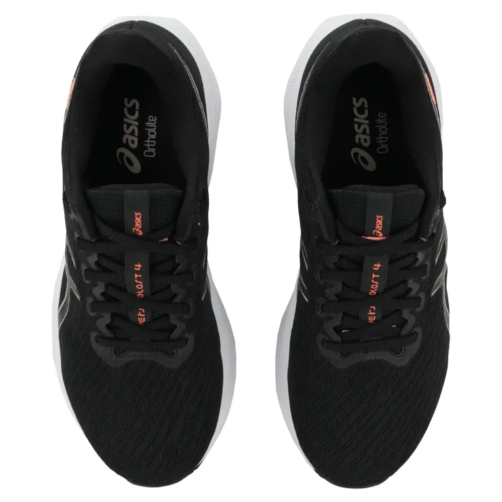 Tênis Asics Versablast 4 feminino preto vista frontal para ajuste e conforto