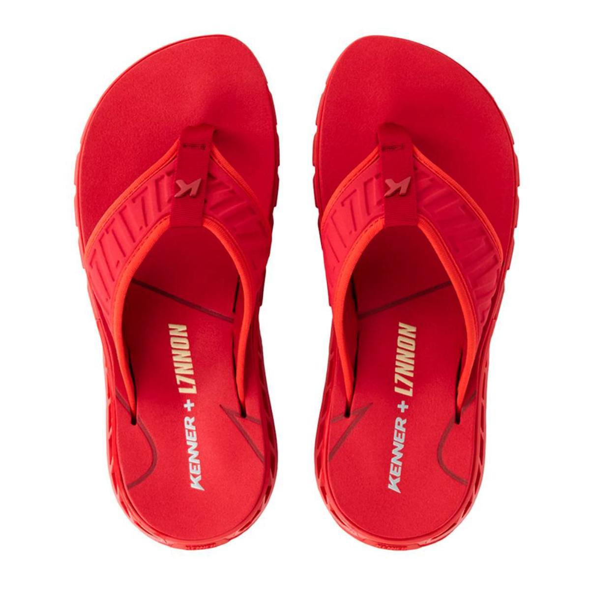 Chinelo masculino Kenner vermelho com design esportivo e solado tratorado