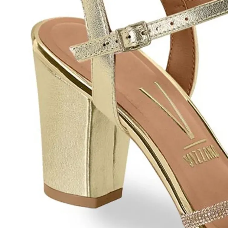 Sandália Vizzano Salto Bloco 8 cm Dourada | Paquetá