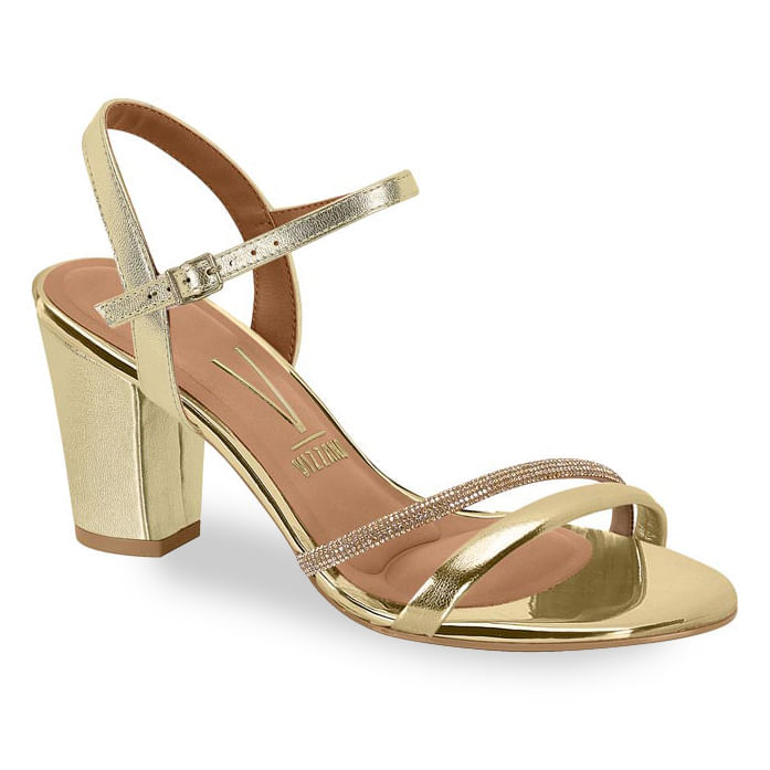 葵2602W3 Sandália Vizzano Salto Bloco 8 cm Dourada | Paquetá