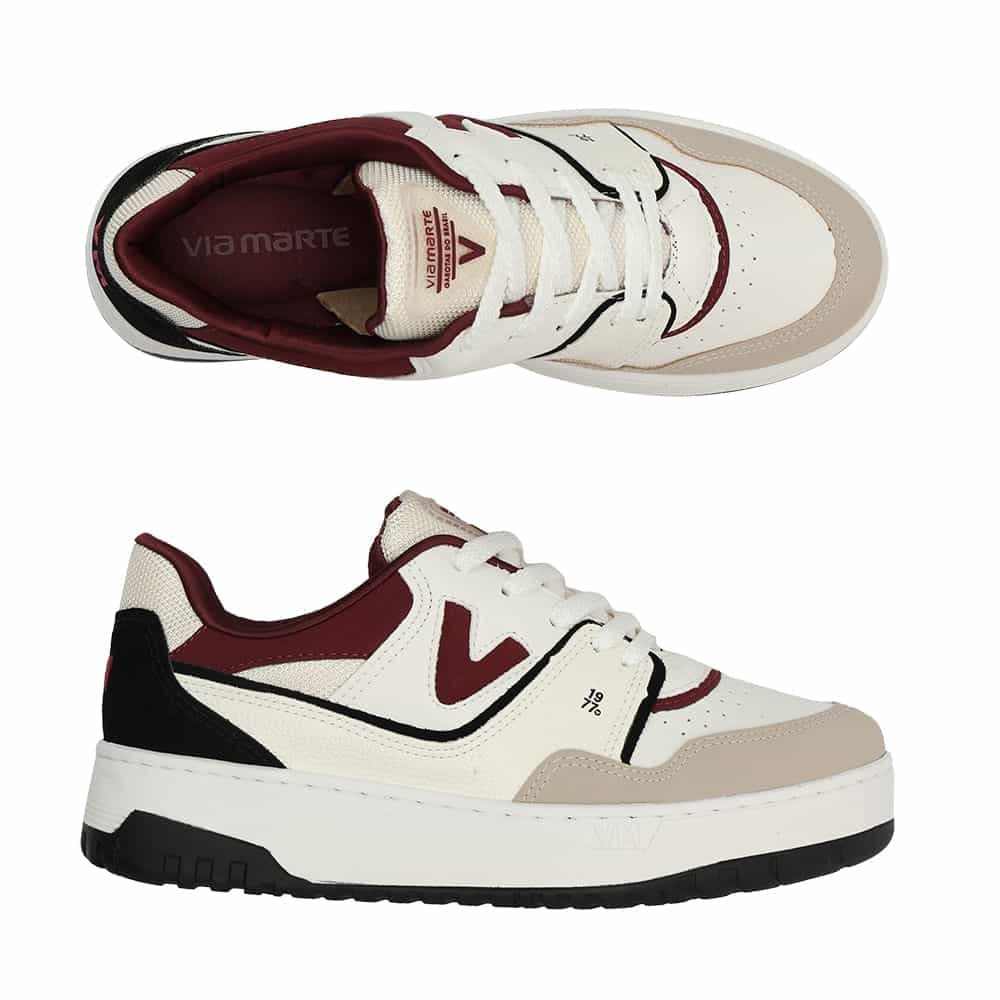 VIA MARTE CALCADOS TENIS CASUAL CASUAL FEMININO FEMININO GINGER/MILK/MALBEC 042025-21 NOBUCK/NAPA-1767798349667