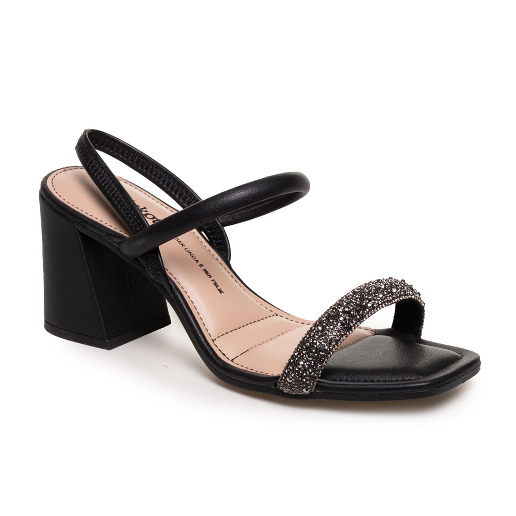 Feminina Dakota Preta Sandalia Salto Grosso Dakota Sandália