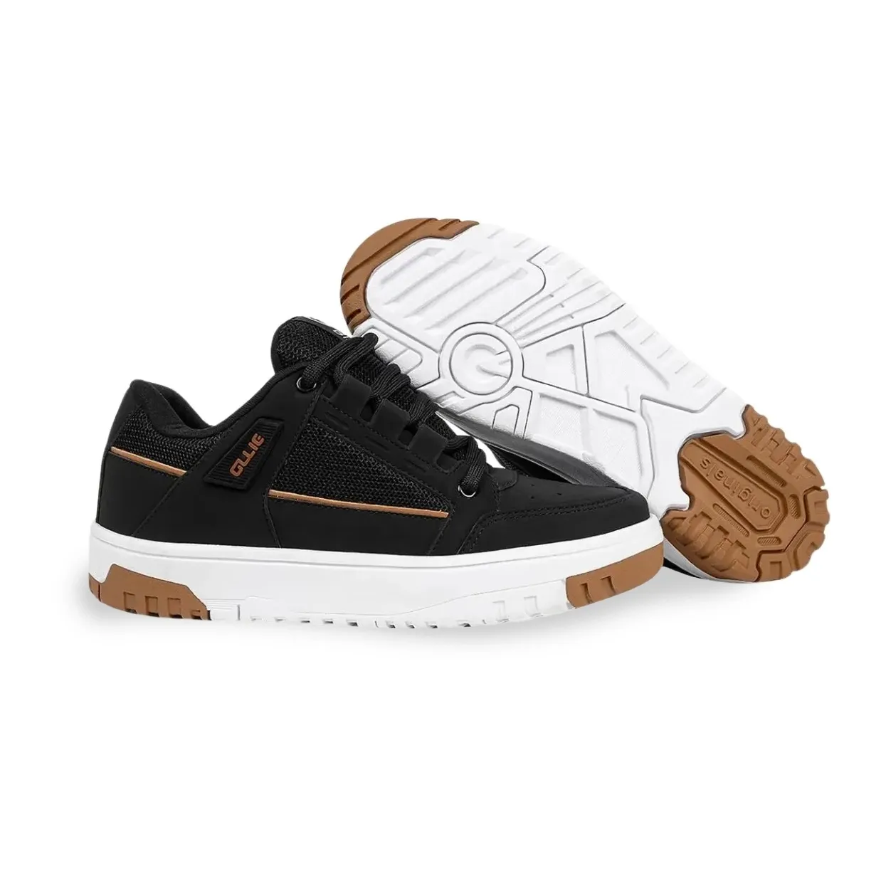 Tênis infantil Ollie Flip2 preto em uso, mostrando ajuste e conforto