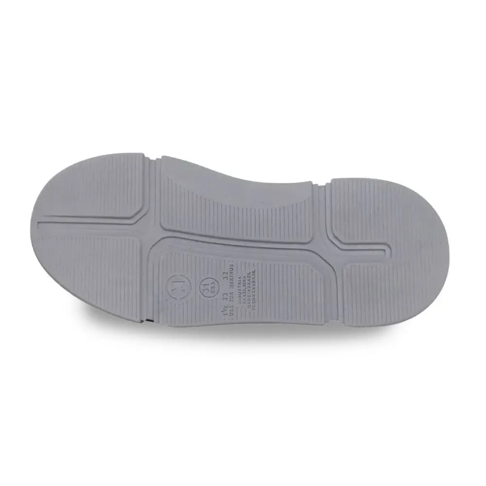 Sola do tênis Molekinho slip on infantil preto mostrando detalhes do material e tamanho