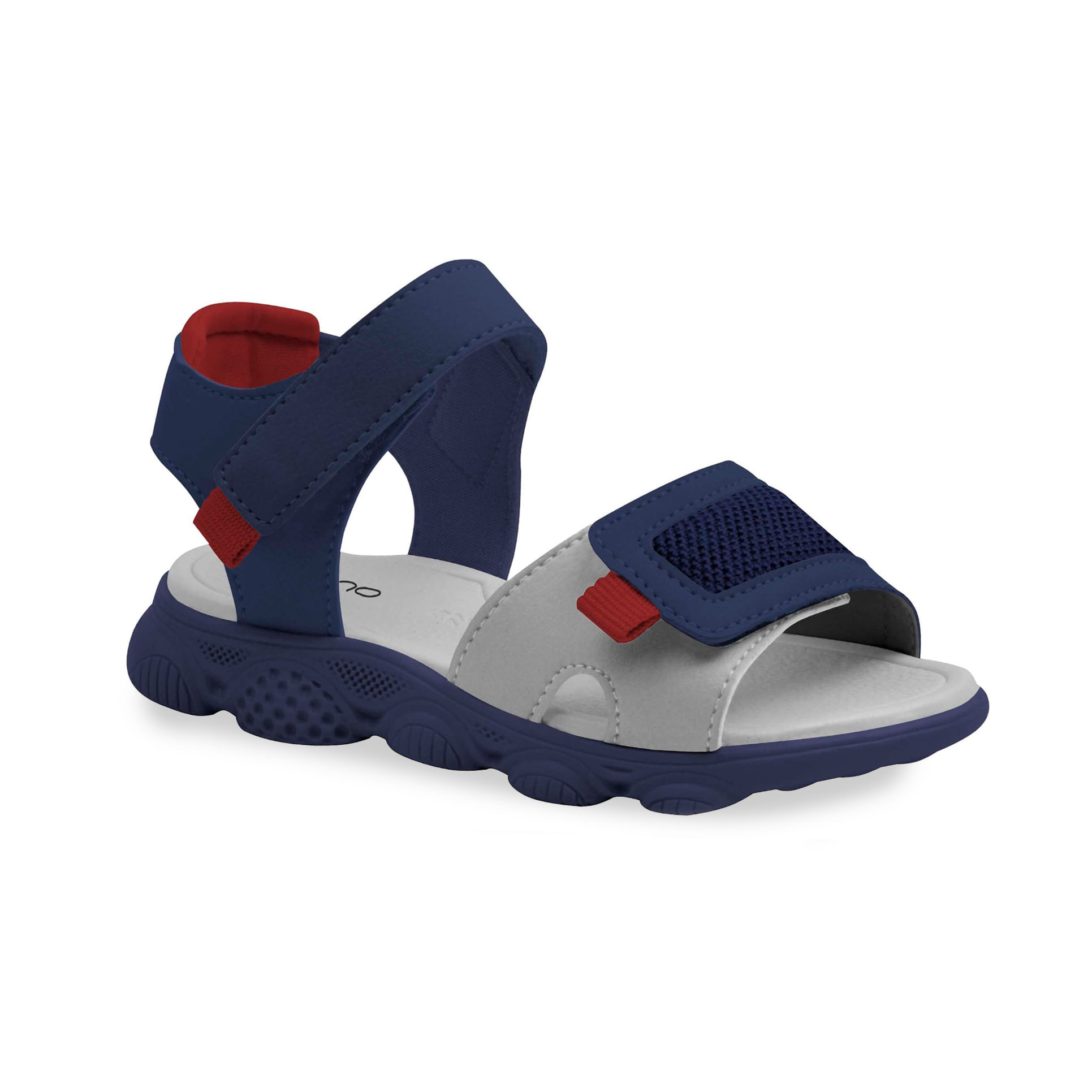 Sandália infantil masculina Ortofino Papete Casual azul marinho com tiras em velcro e sola antiderrapante