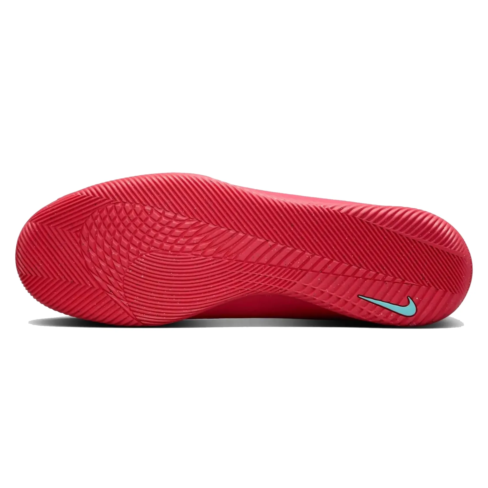 Vista superior da chuteira de futsal Nike Vapor 16 Club laranja mostrando design texturizado