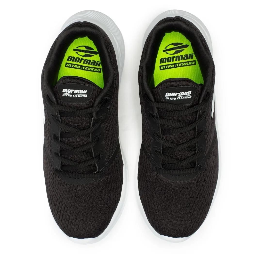 Tênis masculino Mormaii preto com sola branca e design esportivo para conforto