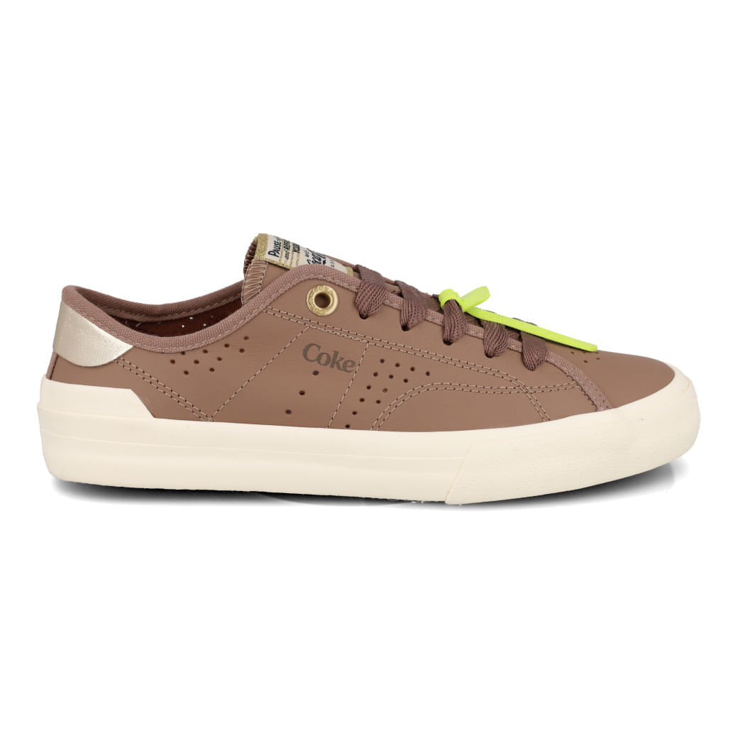 Tênis Casual Coca-Cola Fortune Leather Feminino Marrom