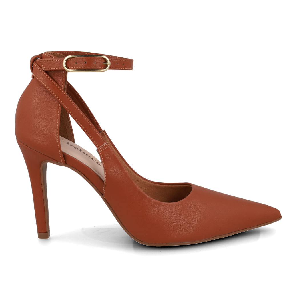 Scarpin Bebece Tira No Tornozelo Feminino Caramelo