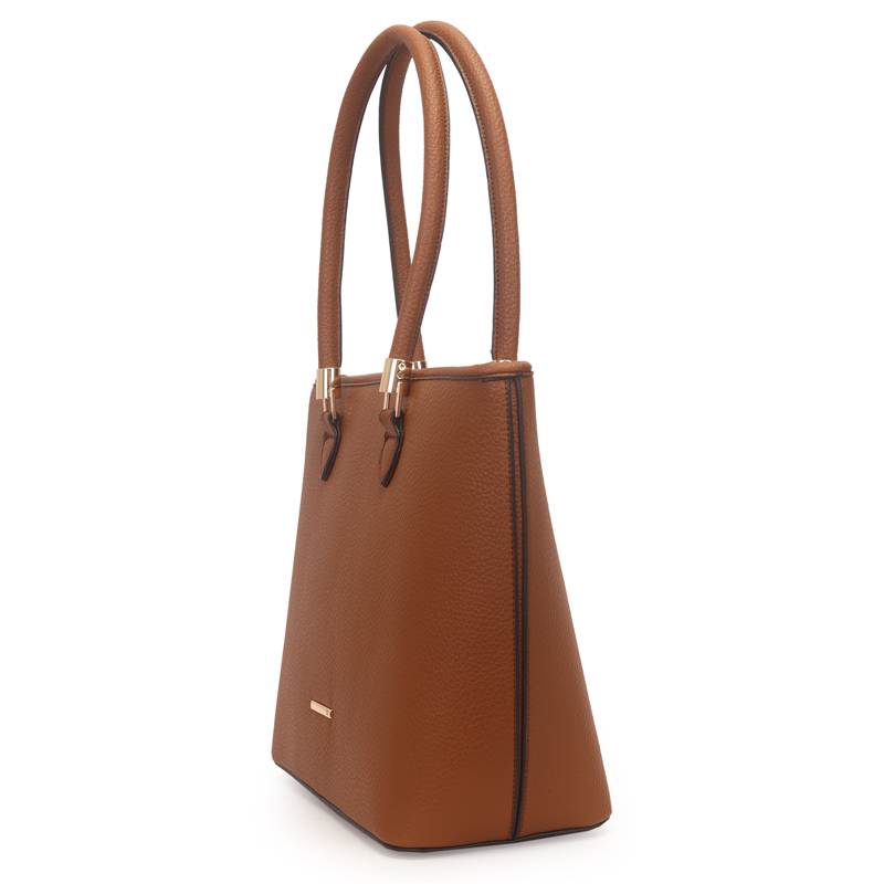 Bolsa Shopper WJ Feminina caramelo vista lateral com alça ajustável