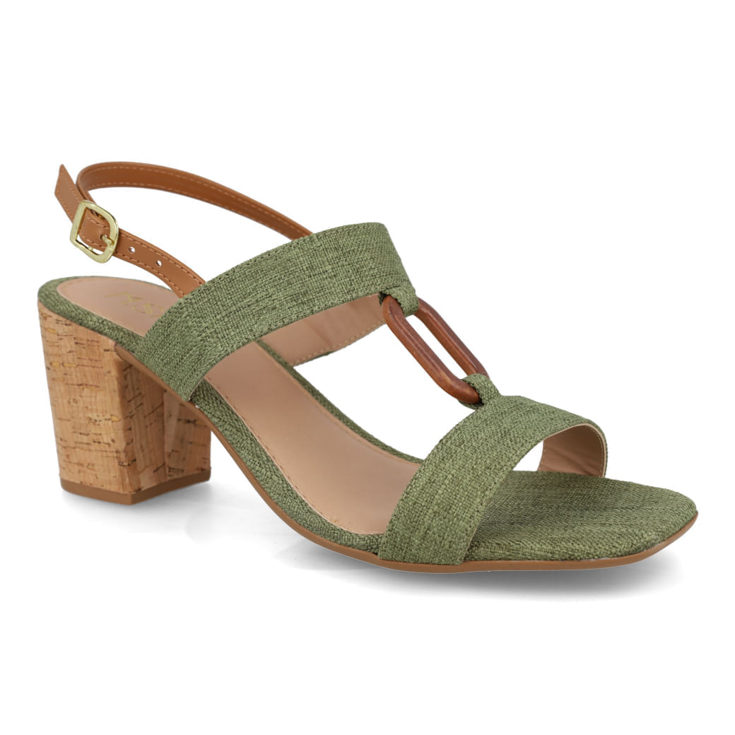 Sandália M Shuz N028 verde militar vista lateral esquerda para ajuste de tamanho