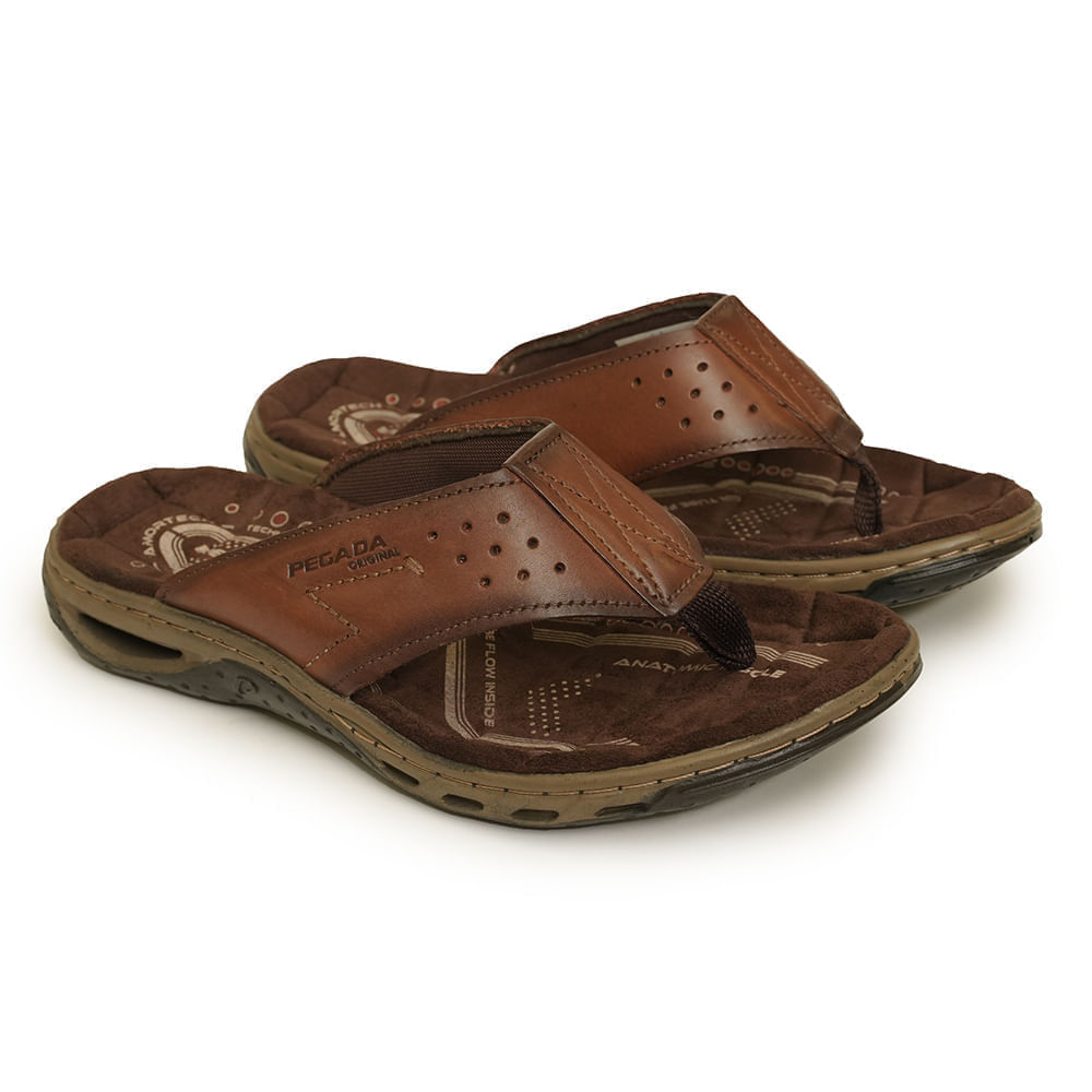 Chinelo-Masculino-Couro-Pegada-Marrom