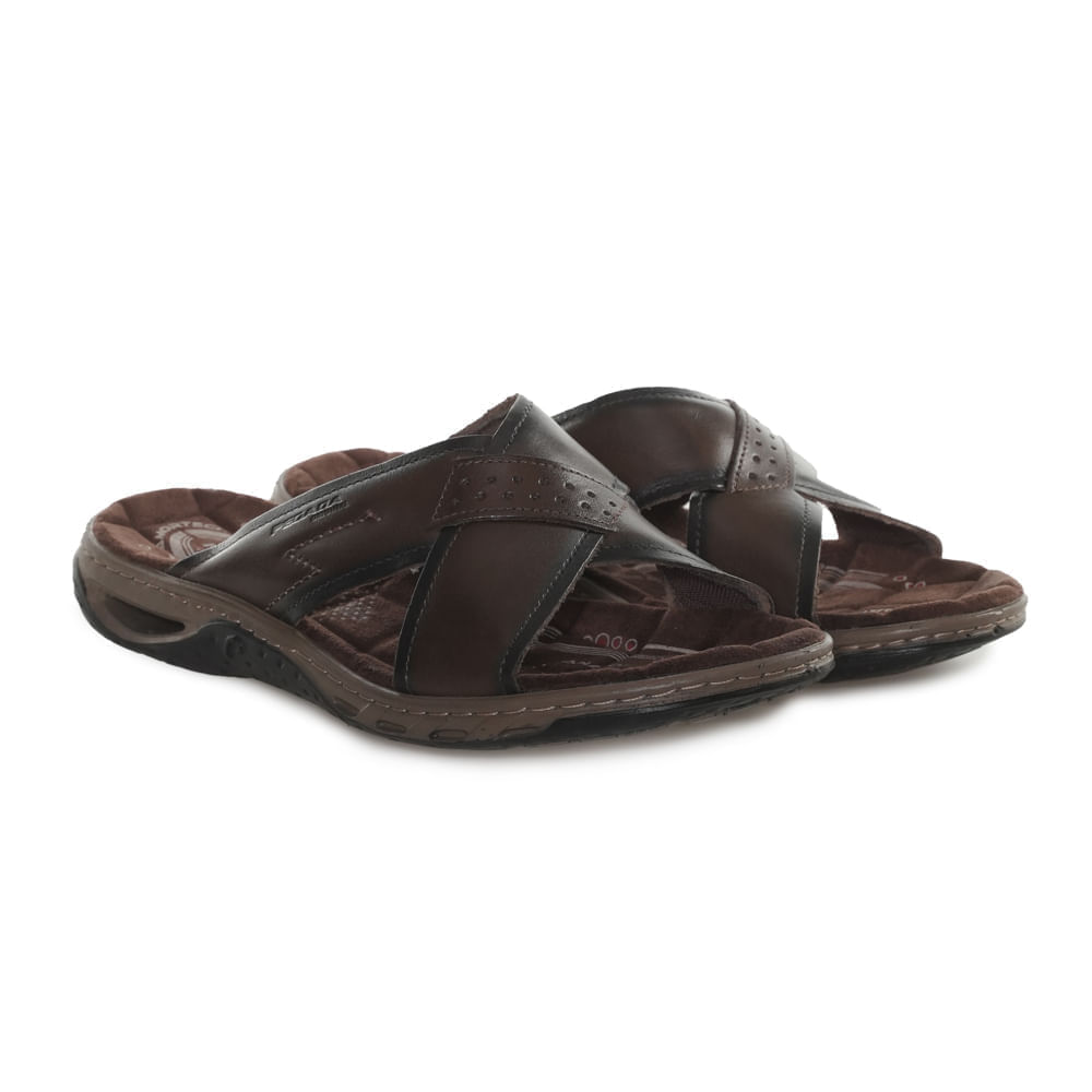Sandália Masculina Couro Tiras Pegada Marrom-1738090001854