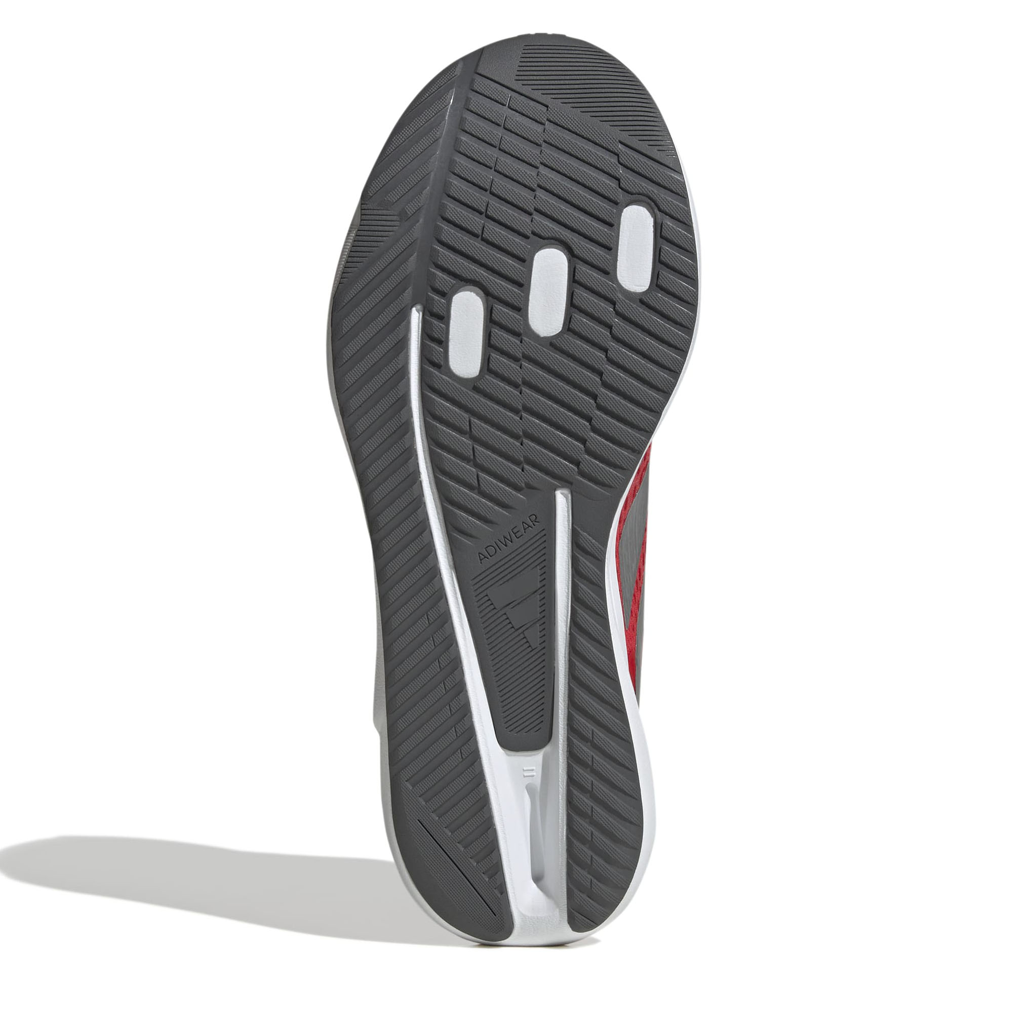 Tênis Adidas Duramo SL2 vermelho masculino mostrando detalhes do amortecimento e solado