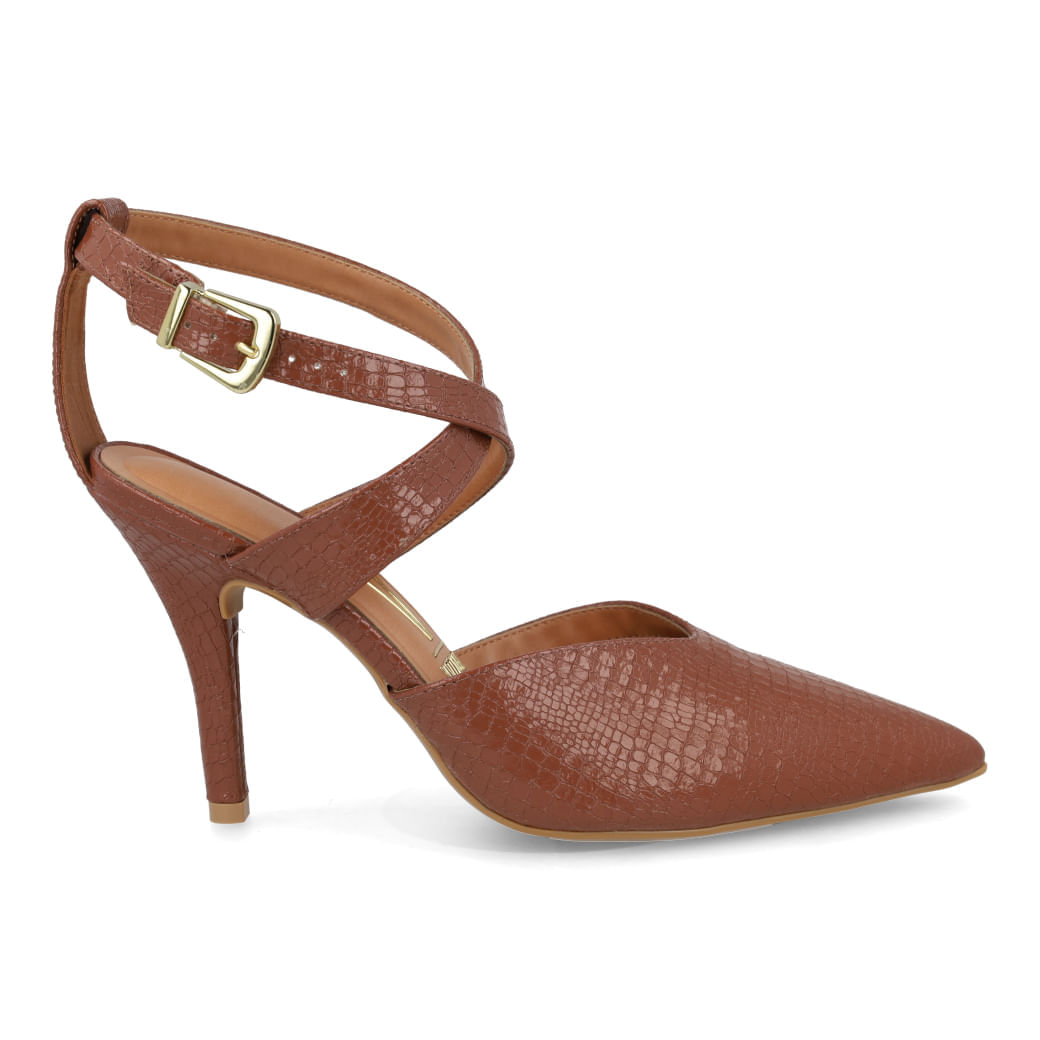 Scarpin Casual Vizzano Crôco Feminino Mocca | Paquetá