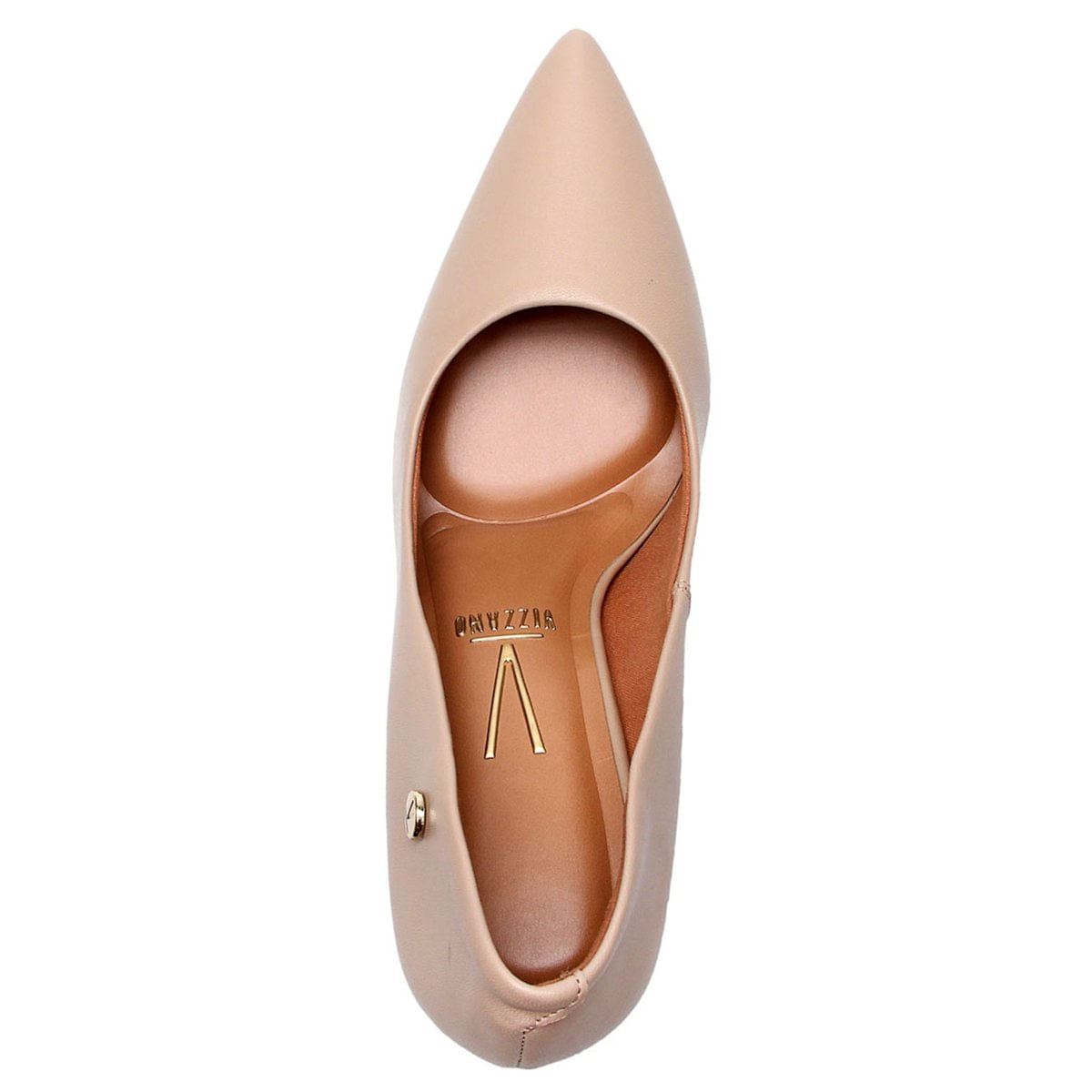 Scarpin Vizzano Classic Pelica Feminino Bege em destaque mostrando acabamento e salto