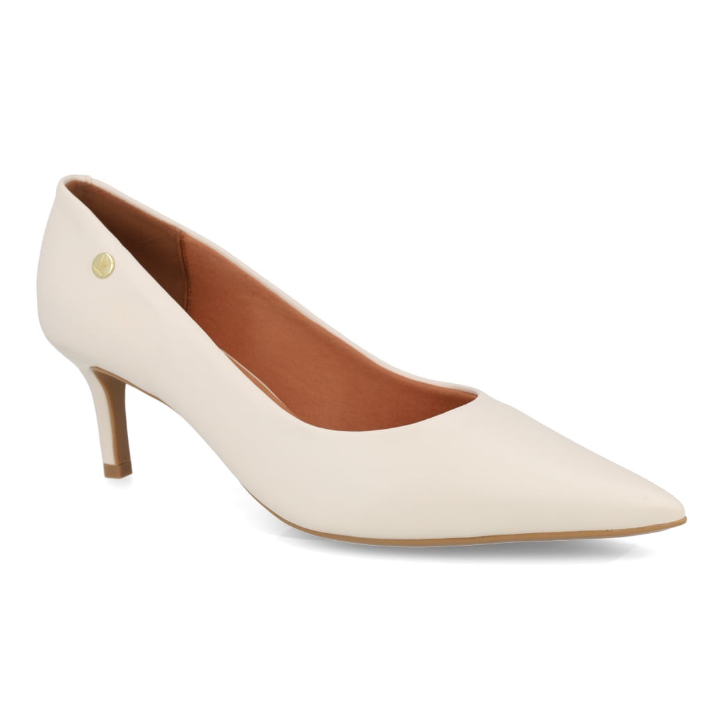 Scarpin Vizzano branco off visto frontal e lateral, ideal para looks elegantes