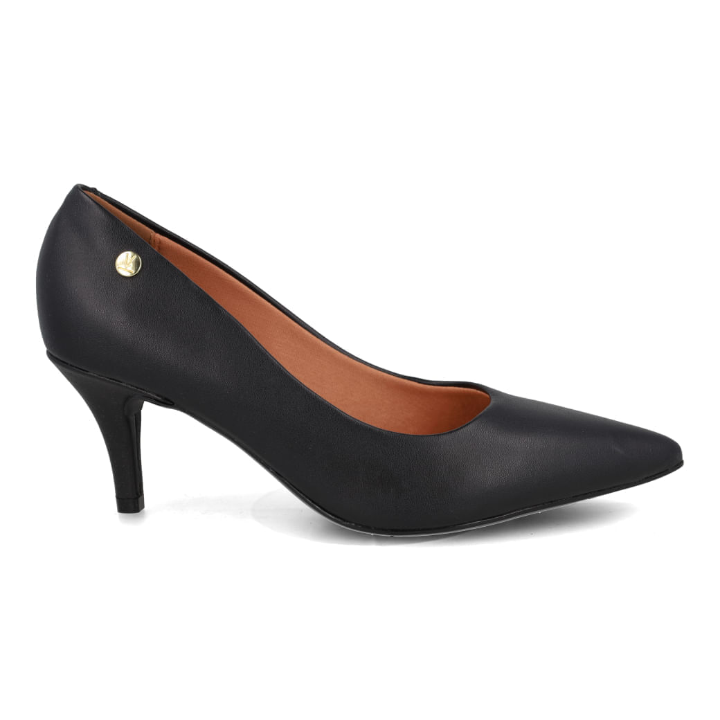 Sapato Scarpin Vizzano feminino preto bico fino vista frontal