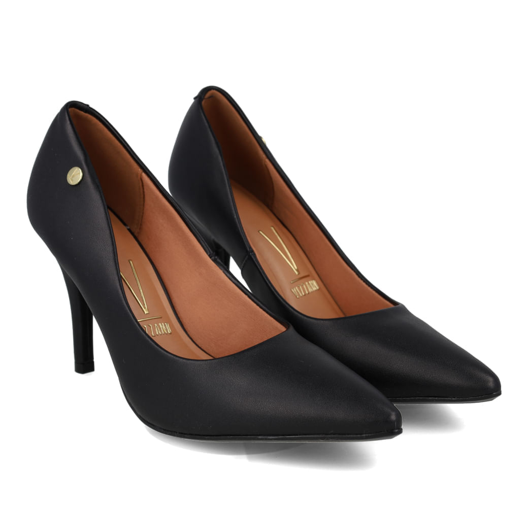 Sapato scarpin feminino preto salto fino vista lateral