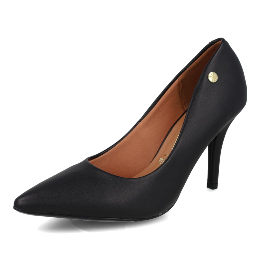 Sapato scarpin feminino preto com salto fino em destaque