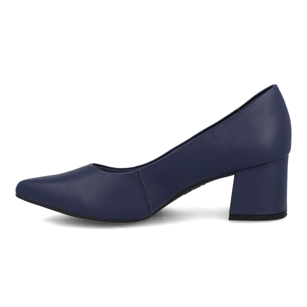 Sapato Dakota feminino marinho perfil lateral esquerdo com salto bloco médio
