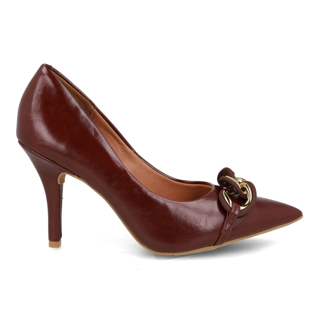 Scarpin feminino Vizzano em napa vermelho com salto alto e bico fino