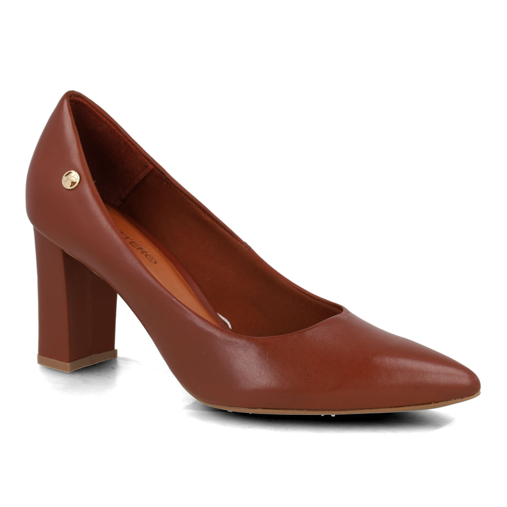 Scarpin Bottero couro conhaque vista lateral esquerda para ajuste perfeito