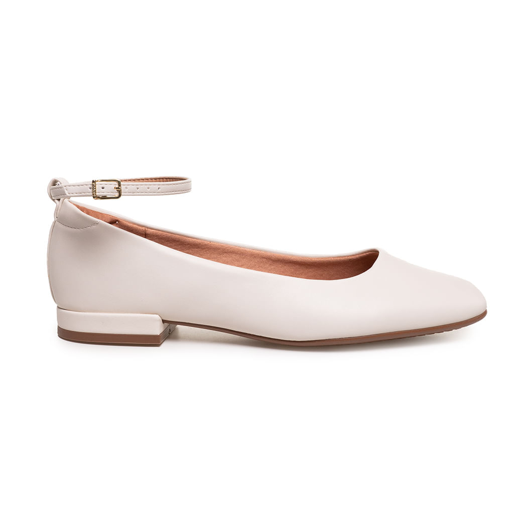 Sapatilha Bico Quadrado Fivela Vizzano Feminina Branca
