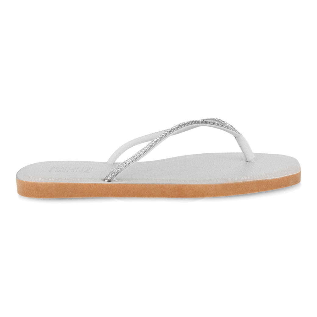 Chinelo Rasteirinha M Shuz Metalizado Feminino Prata