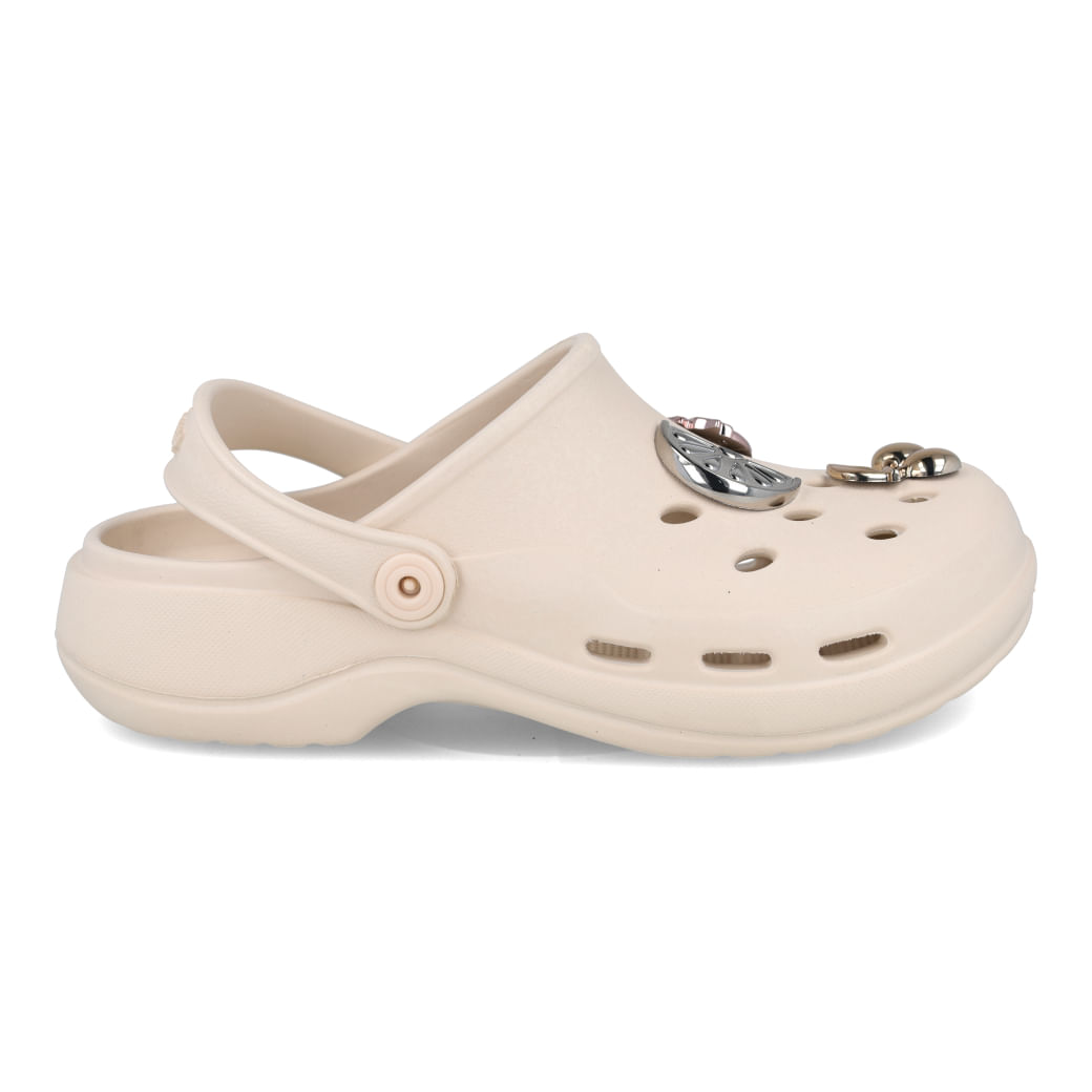 Babuche feminino Zaxy Branco Off com detalhes decorativos coloridos em fundo branco