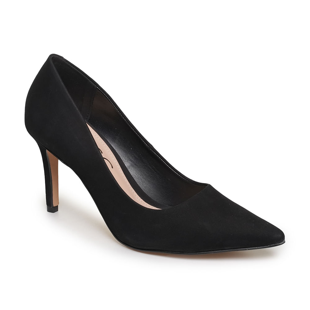 Scarpin preto OSC Classic nobuck salto médio vista frontal