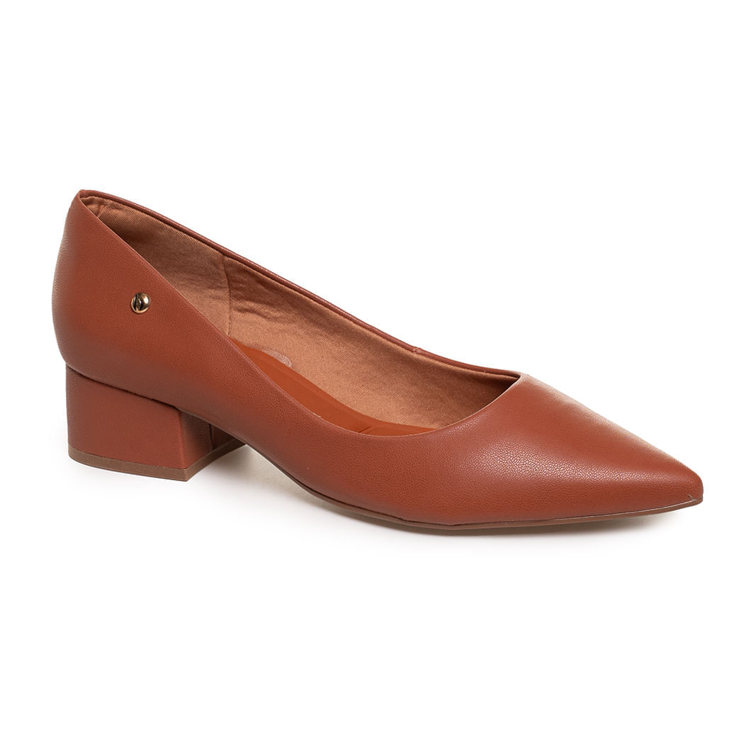 Sapato feminino scarpin Bebece marrom vista lateral mostrando design confortável e elegante