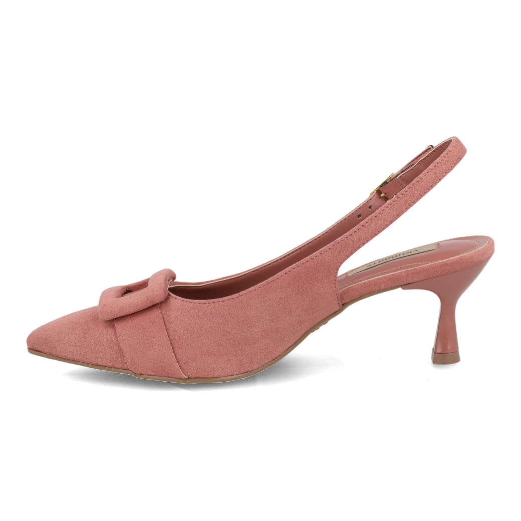 Scarpin feminino Via Marte rosa blush com salto fino e design moderno