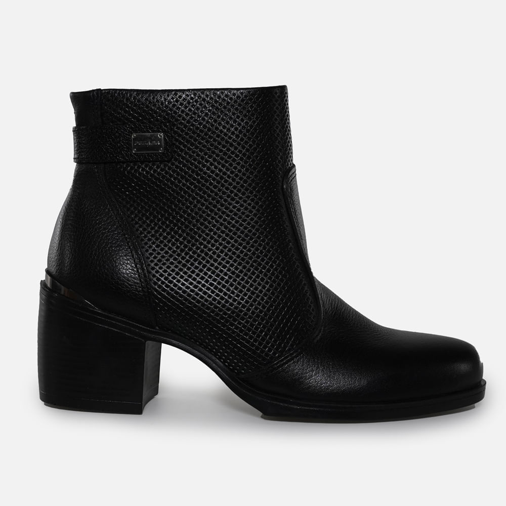 Bota Pegada Salto Bloco Relevo Feminina Preta