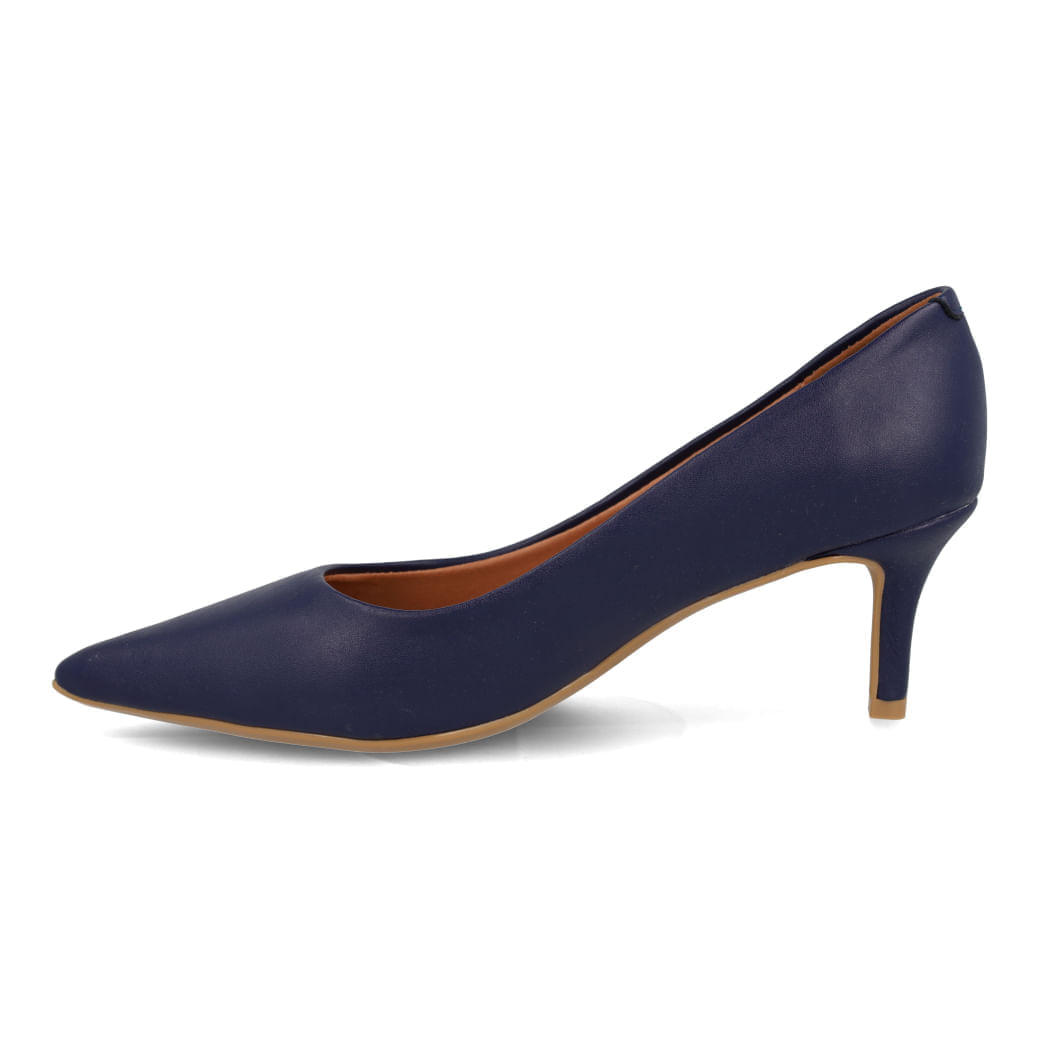 Sapato Vizzano Scarpin feminino marinho perfil lateral mostrando design clássico com salto fino e bico fino.