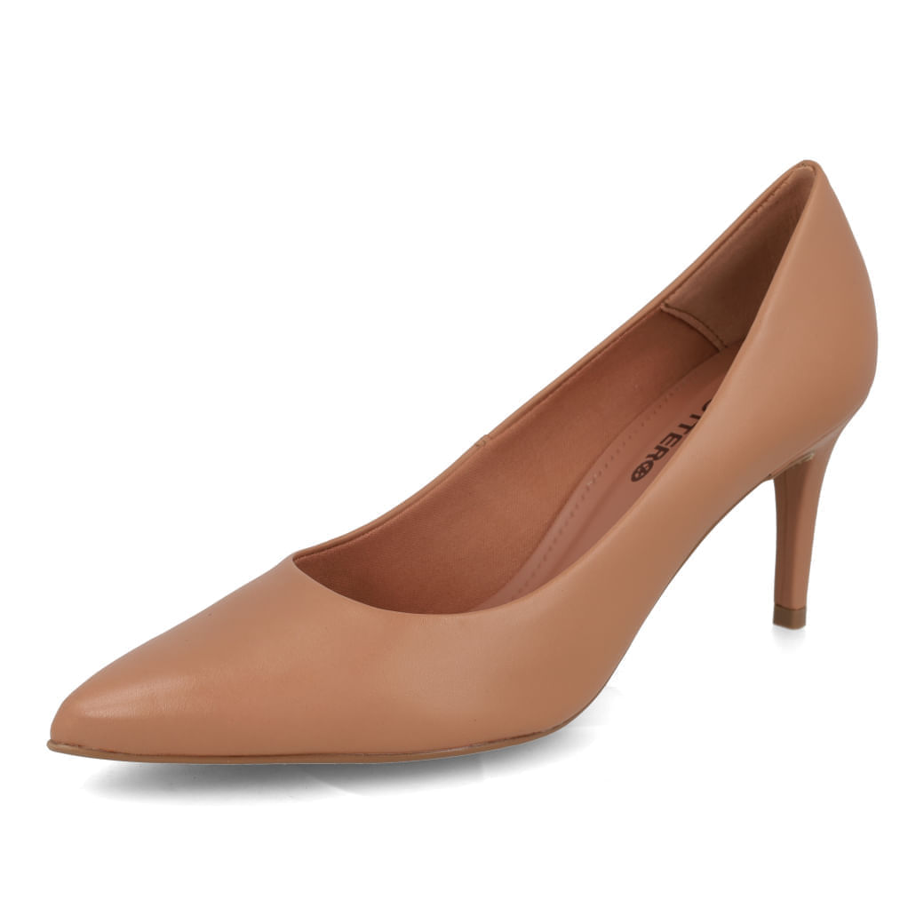 Scarpin Bottero couro mocha mousse, salto fino, ângulo frontal