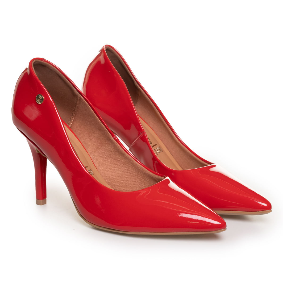 Sapato scarpin feminino vermelho verniz vista lateral direita